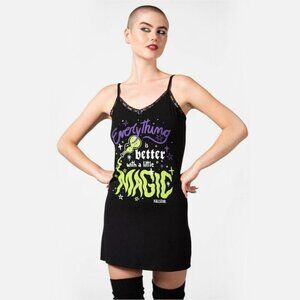 Killstar ✦ Magic Night Cami Dress ✦ Gothic Black Purple Sleepwear Lace Trim XL